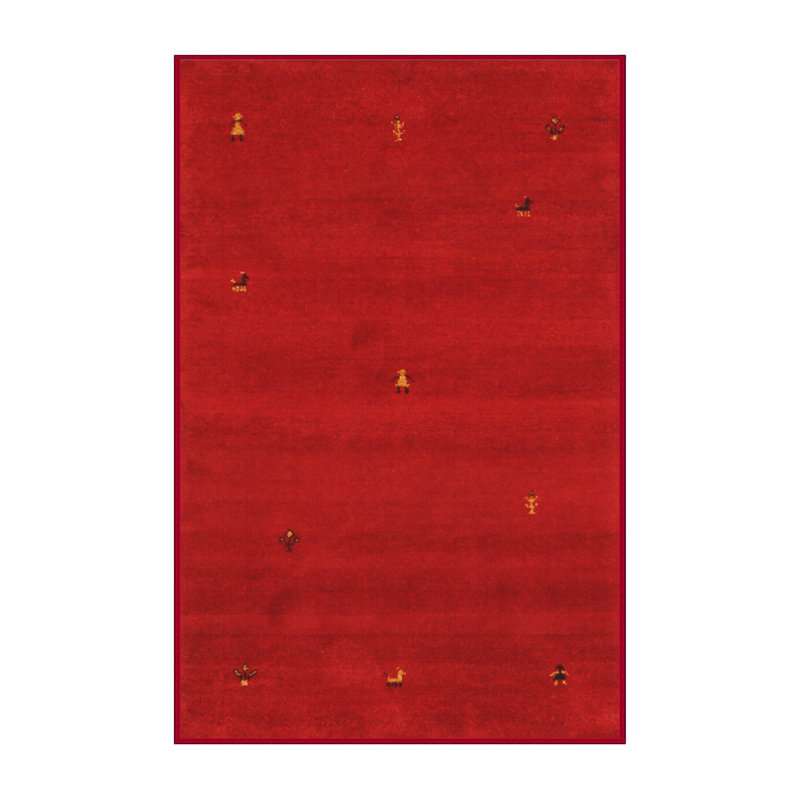 Tapis rouge / jaune Dodie, Rectangle 7 pi x 10 pi