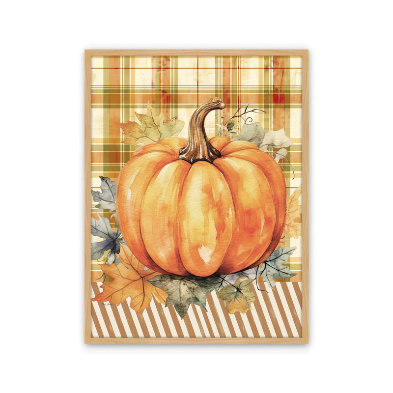 «Fall Pumpkin» par Nicole DeCamp, reproduction d'art, 30 W x 40 H, Tan, Framed Print
