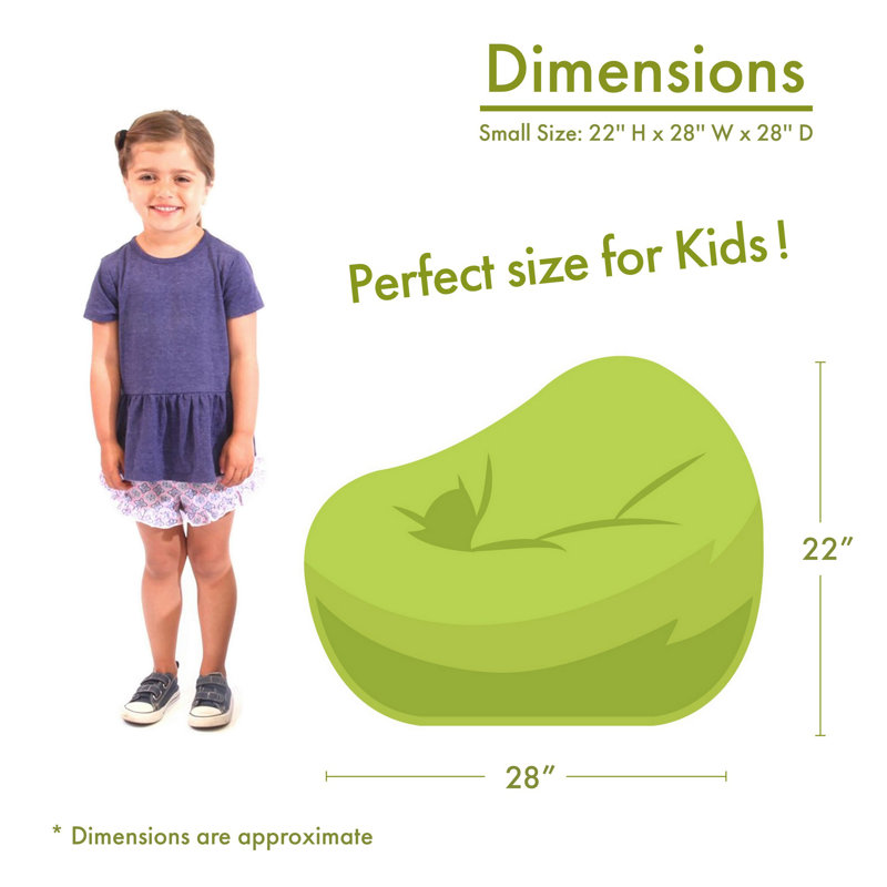 Bean Bag Chair, 22'' H x 28'' W x 28'' D, Black Polyester