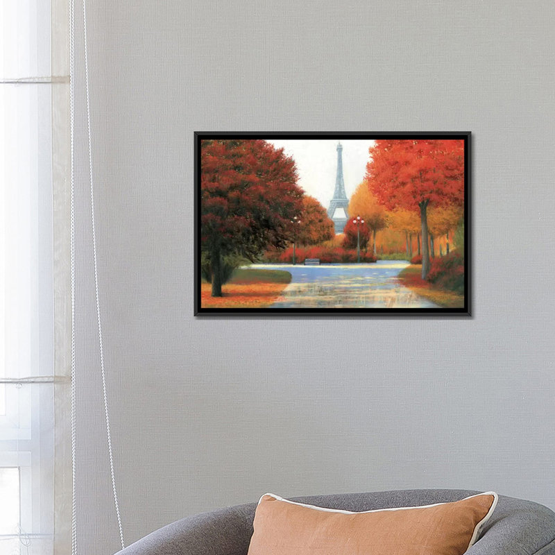 « automne à paris », reproduction d’art sur toile tendue, H 18 po x l 26 po x P 1,5 po, Toile avec cadre noir