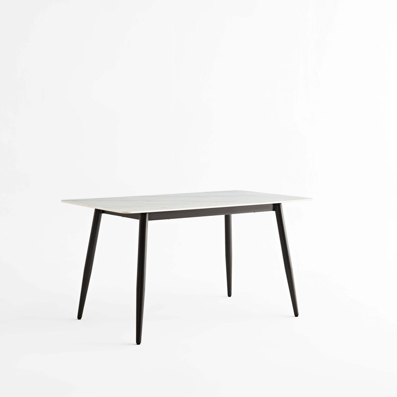 1.6M Modern Stone Rectangular Dining Table With Reinforced Metal Base For Home Use, 29.52"H x 62.99"L x 33.46"W