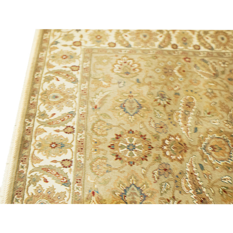 High-Quality Hand-Knotted Taupe And Cream Area Rug