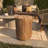 Magnesium Oxide Block Outdoor Accent Table with Natural Textured Wood Grain
