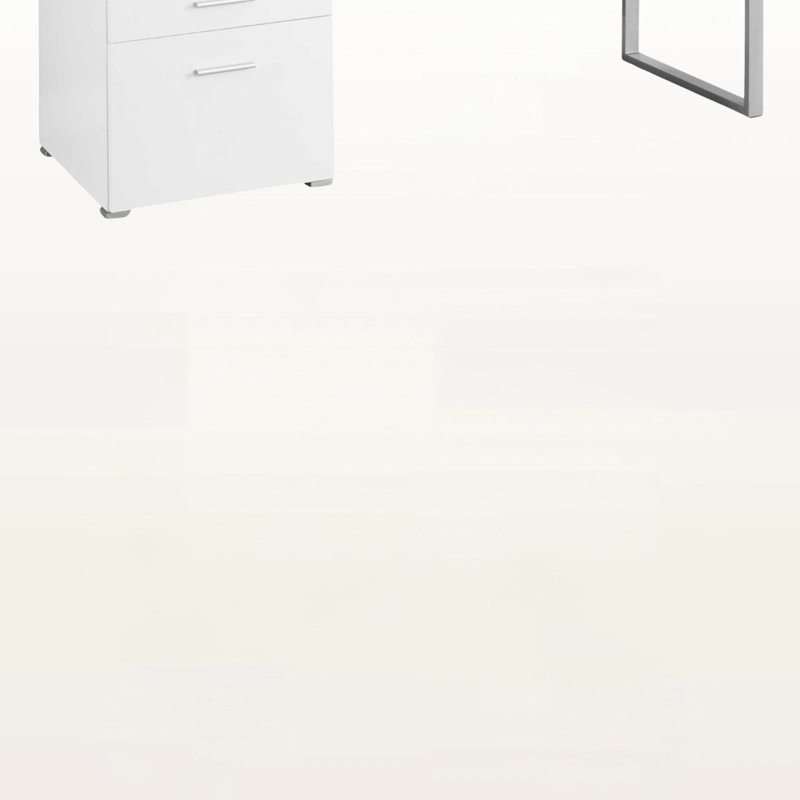 Bureau d'ordinateur en métal Kornegay pour bureau personnel et ordinateur portable ‑ configuration à gauche ou à droite, tiroirs de rangement, L 60 po, pour le travail