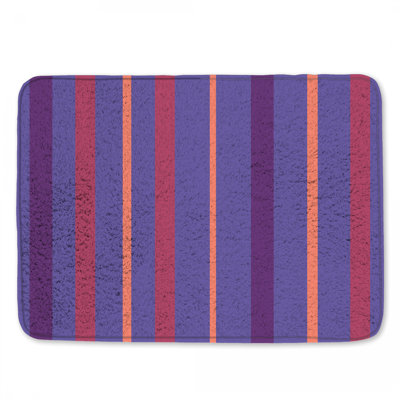 Tapis de bain mauve à rayures orange