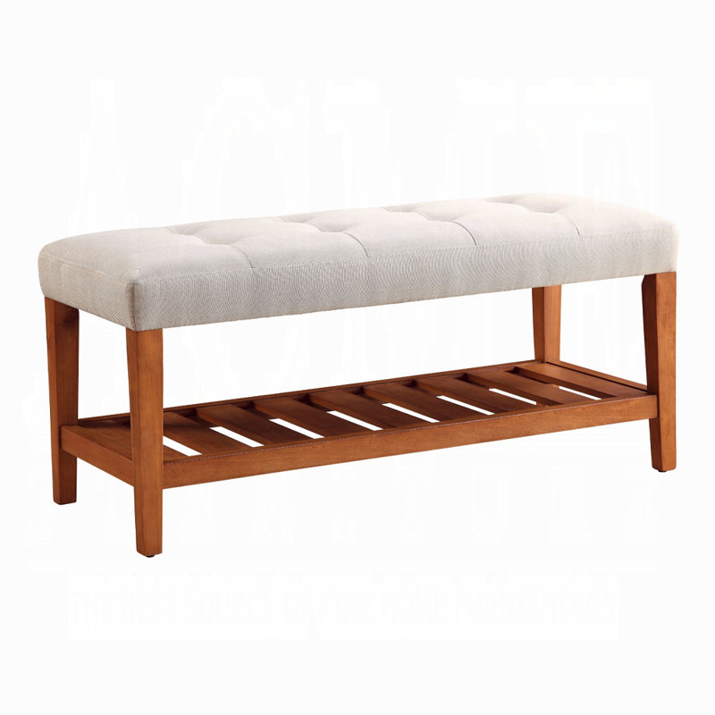 Charla Contemporary Upholstered Bench With Oak Frame, White