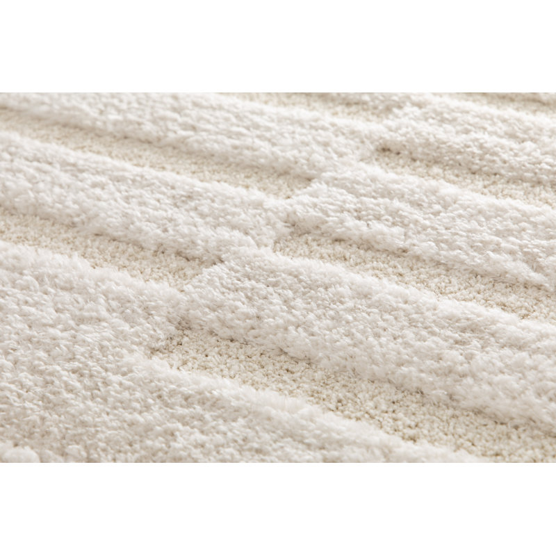 Rectangle Geometric Shag, Cream, Rectangle 200 x 290 cm