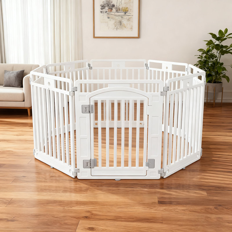 Clôture de parc en PEHD pour chien avec porte, clôture de sécurité pour animaux de compagnie portable pour petits et moyens chiens