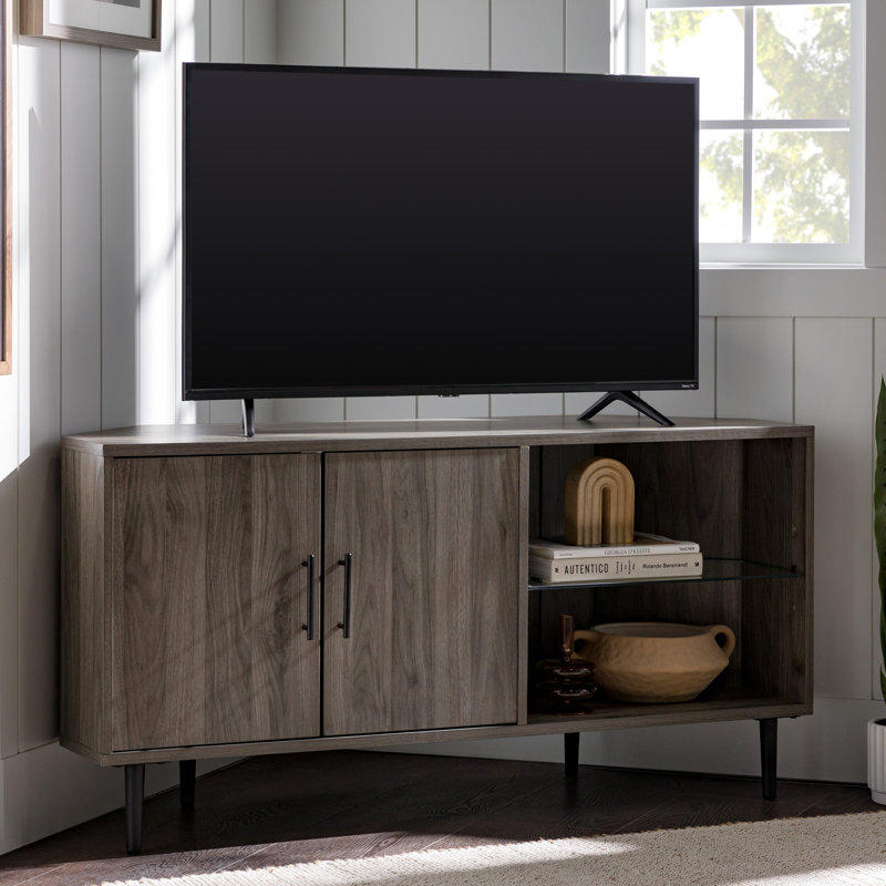 Meuble télé d'angle pour téléviseur de 50 po ou moins Bulhary, Gris ardoise