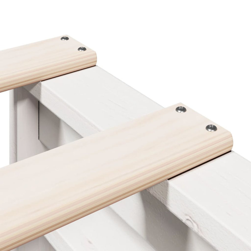 Rivansh Solid Wood Bed, White, 150 x 200 cm
