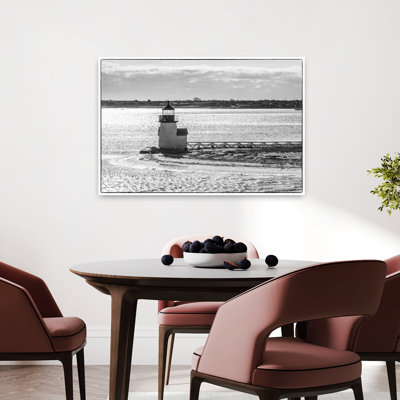 USA New England Massachusetts Nantucket Island Nantucket Town Brnt Point Lighthouse From Nantucket Ferry by Walter Bibikow - Wrapped Canvas Print