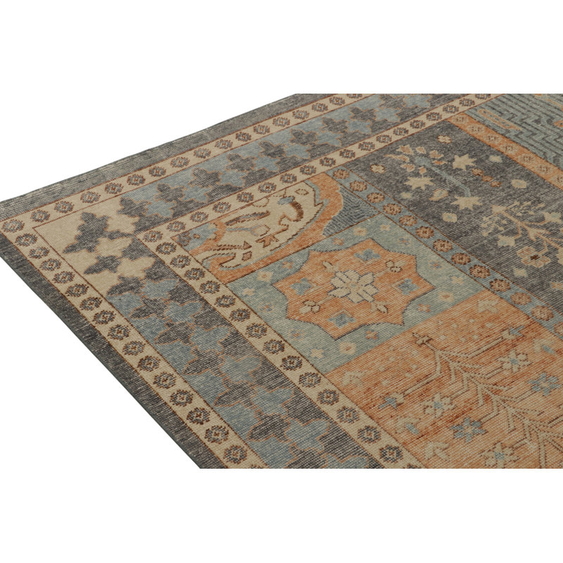 Distressed Homage Hand Knotted Wool Geometric Area Rug, Rectangle 15' x 24'