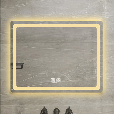 14.58 Lb Bathroom Led Mirror, Fog, Clear Imaging, Aluminium- Reflective Layer, Simple Installation Process Transparent Waterproof Back Plate, Energy, Long-Lasting Belts