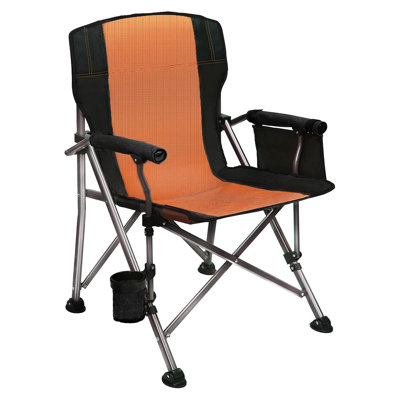 Oversized Heavy Duty Camping Chair, Collapsible with Cup Holder & Storage Bag(Orange)