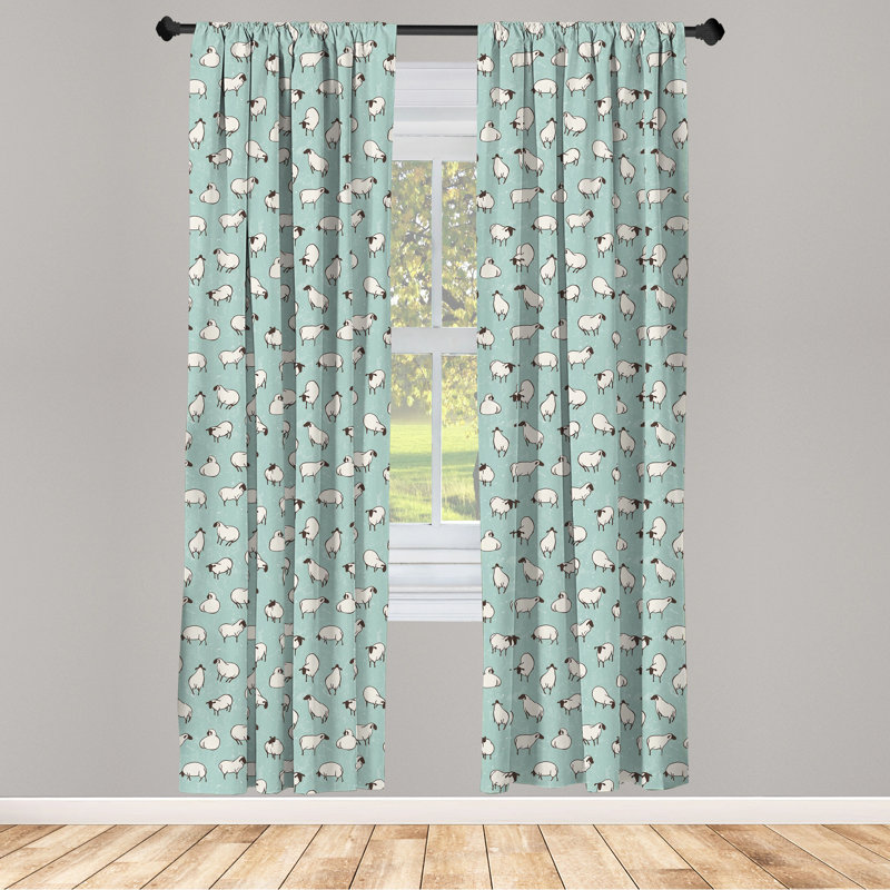 Sheep Semi-Sheer Rod Pocket Curtain Panels, 28" x 95"