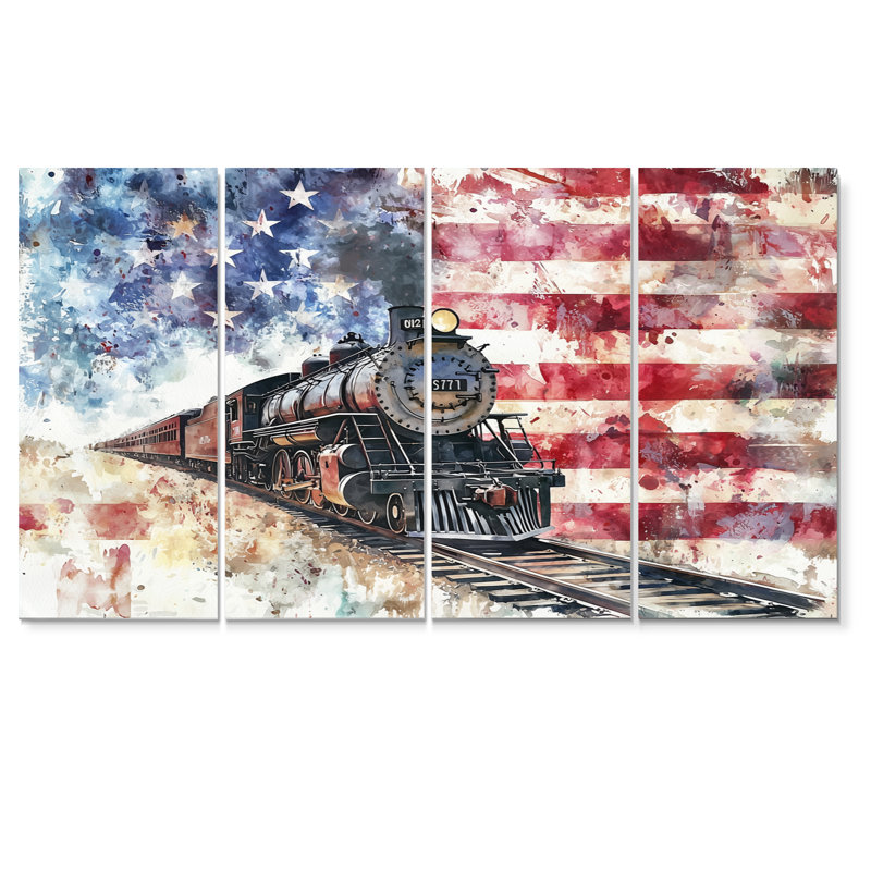 Kveta - Art mural américain - décoration murale traditionnelle 4 pièces, H 32 po x l 64 po