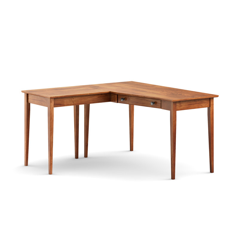 Bureau en bois massif gauche Malani, Pacanier doré