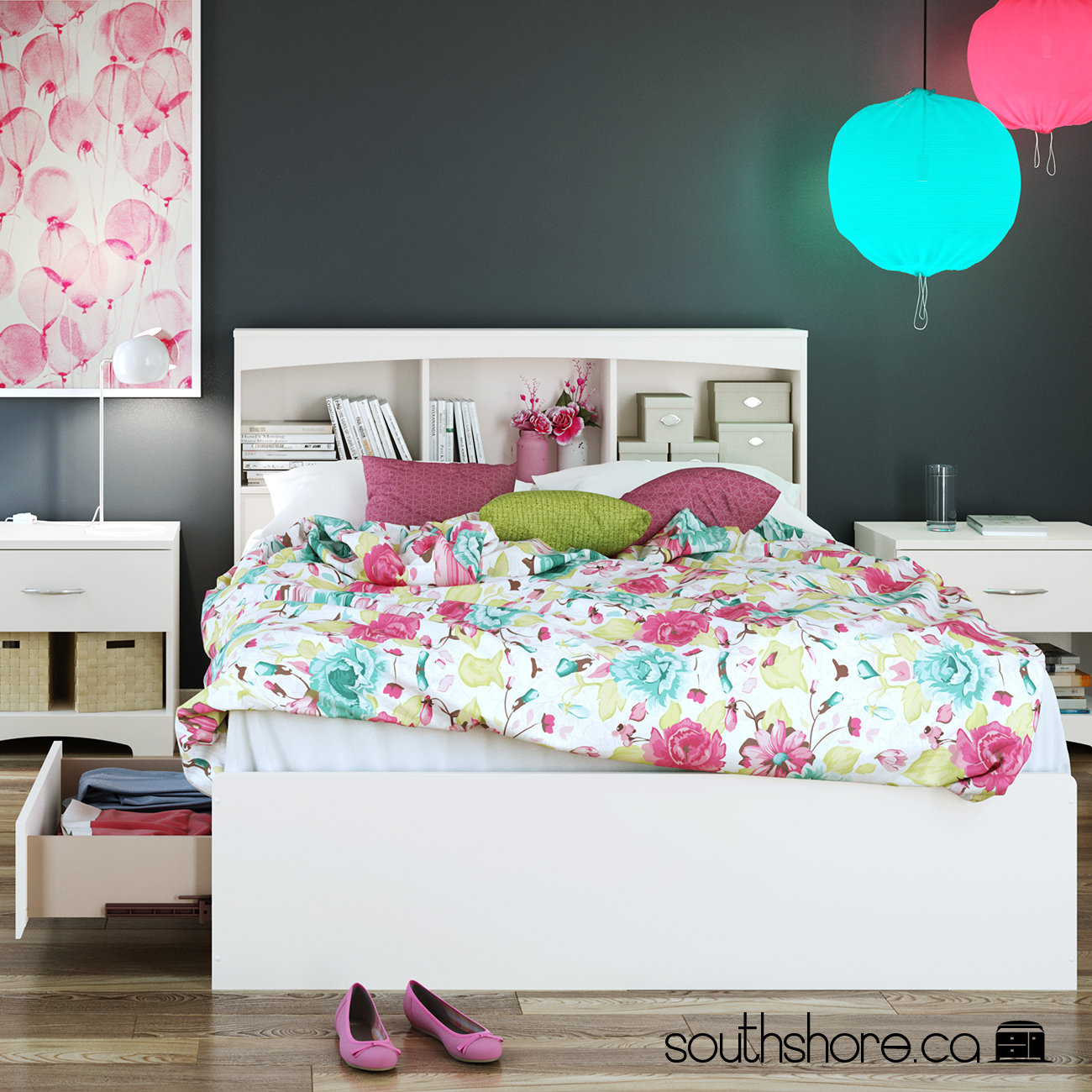 South Shore Step One Platform Bed with Storage - Thumbnail 3