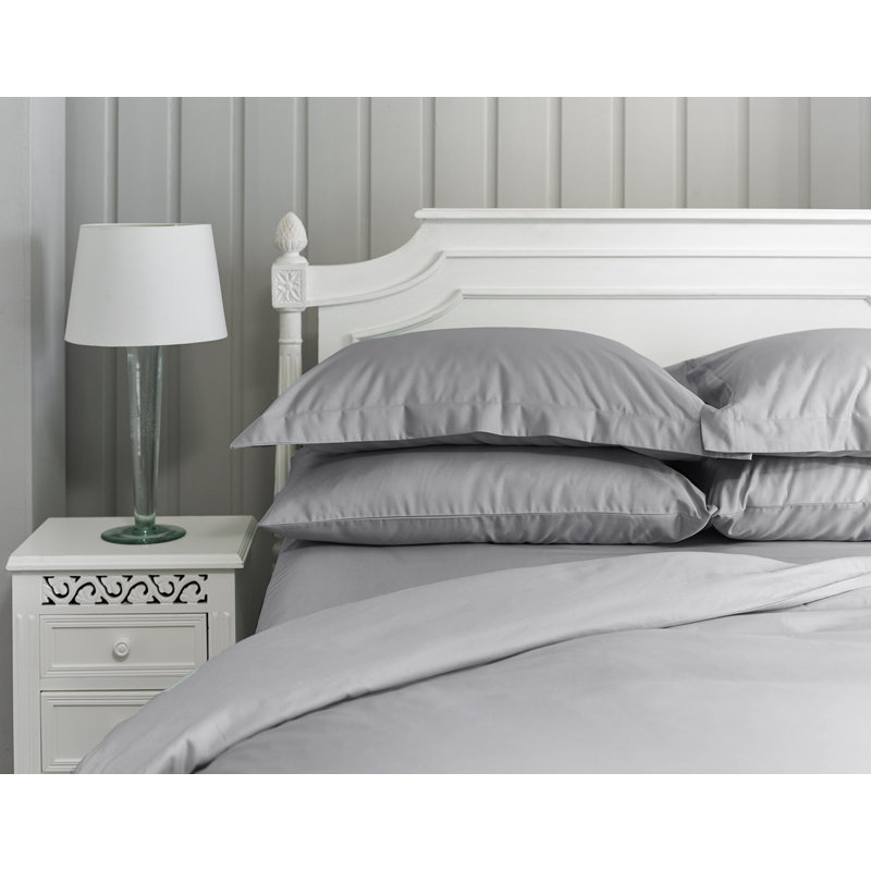 Cotton Solid Colour Duvet Cover Set with Pillowcases, Platinum, Super King - 2 Standard Pillowcases