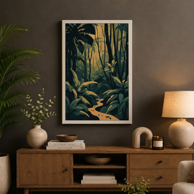 Jungle Stillness Tropical - Wrapped Canvas, 18x12 - 45.7 x 30.5 cm, Sage Border