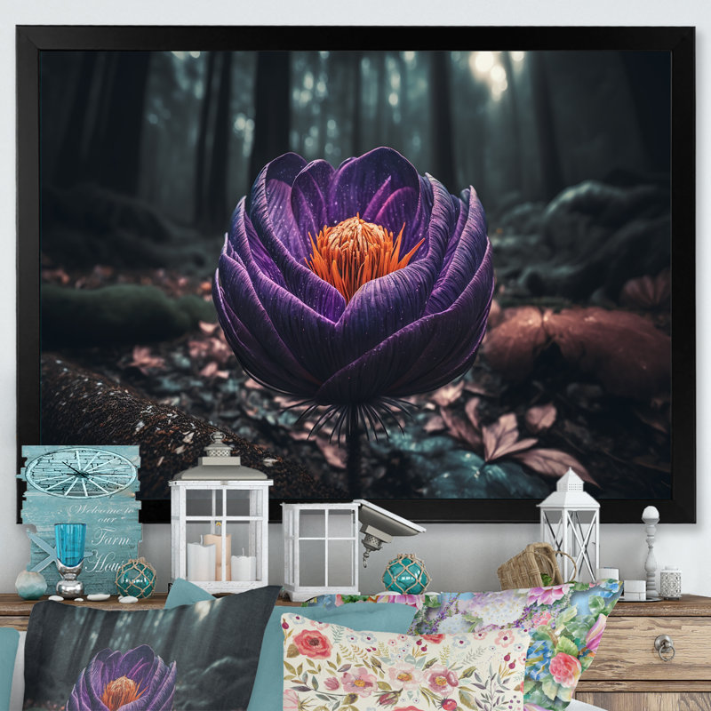 «A Blooming Crocus Flower in Winter I», photographie sur toile, Impression noire sur toile encadrée