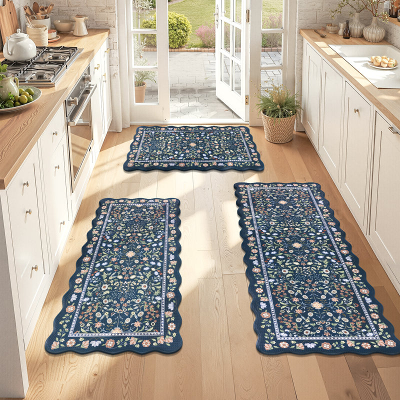 Anti-Fatigue Non-slip Kitchen Mat (Set of 3), Blue