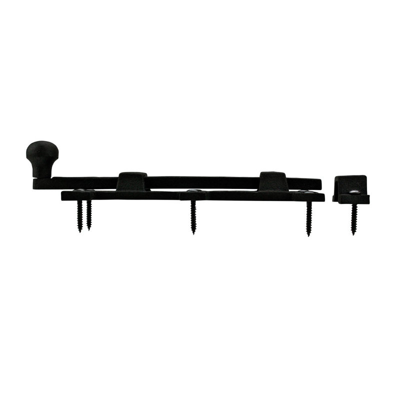Black Wrought Iron Ball Tip Slide Bolt Latch with Mounting Hardware