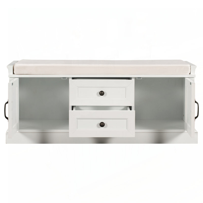Armoire et tiroirs avec banc de rangement, Blanc