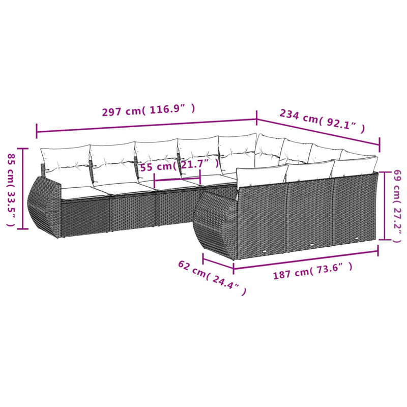 Ensemble de canapé de jardin Vidaxl