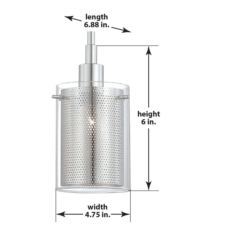 Luminaire suspendu cylindrique à 1 lumière Barron
