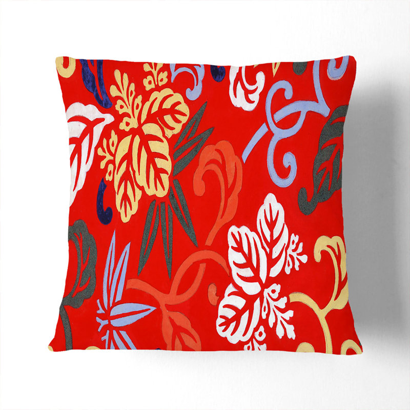 Floral Square Throw Cushion, 40cm H x 40cm W x 15cm D