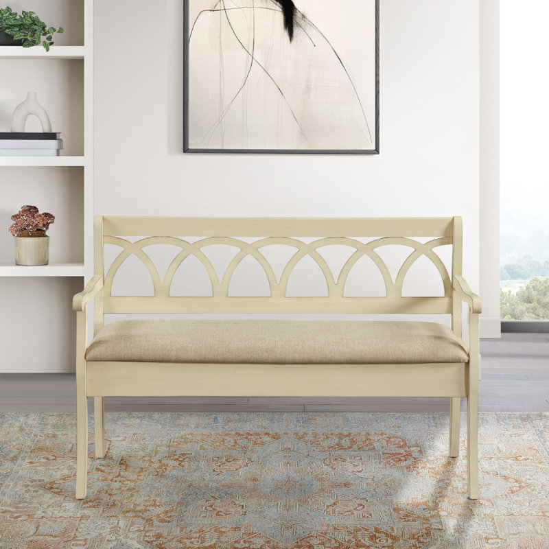 Ogburn Polyester Blend Upholstered Storage Bench, Antique White