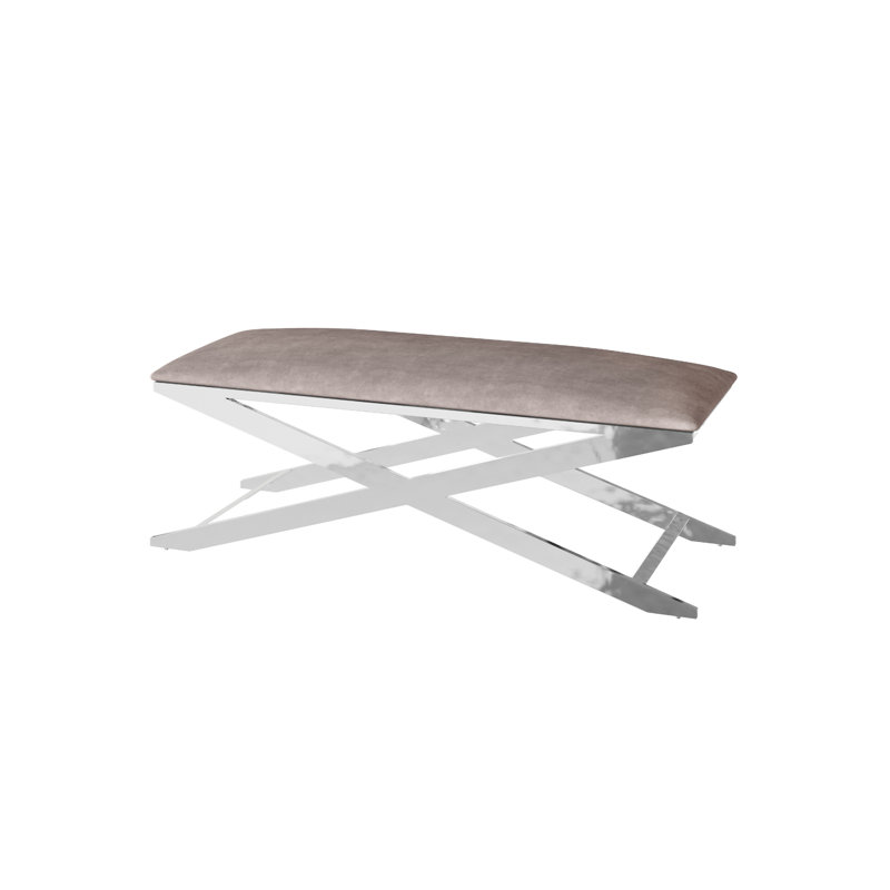 Aston-Lee Velvet Upholstered Bench, Beige
