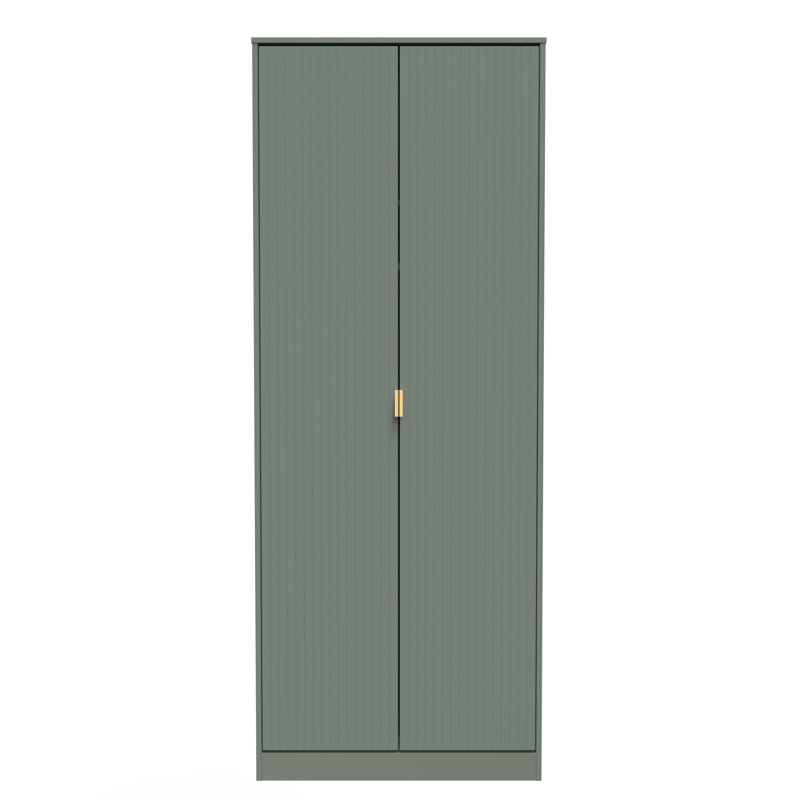 Fully Assembled 2 Door Wardrobe, 182.5cm H x 111cm W x 53cm D, Reed Green