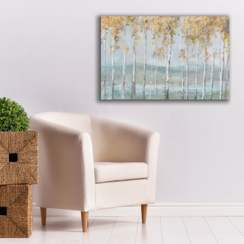 «Lakeview Birches» par Danhui Nai, art mural sur toile, H 26 po x l 40 po