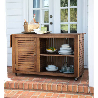 Large Eucalyptus Wood Rolling Cart