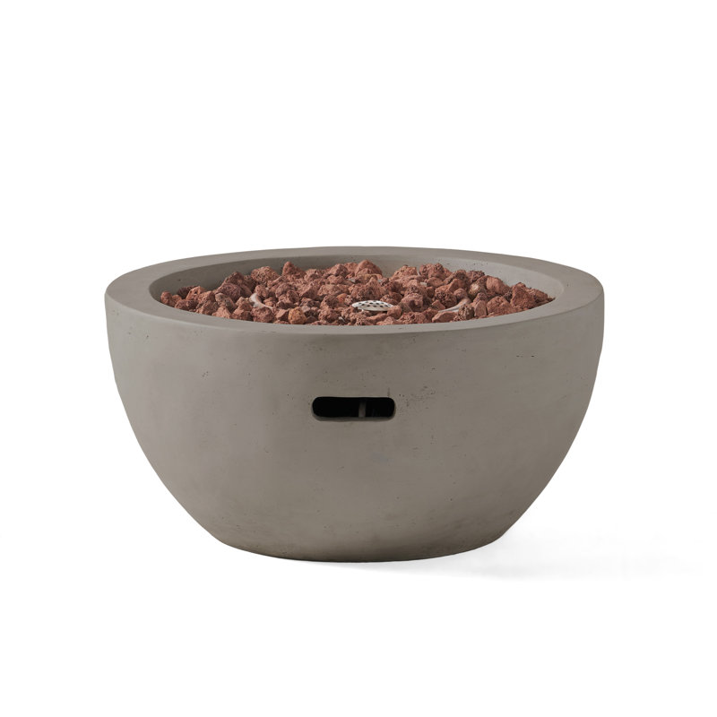 Ameliya Round Propane Smokeless Fire Pit Table, Light Grey