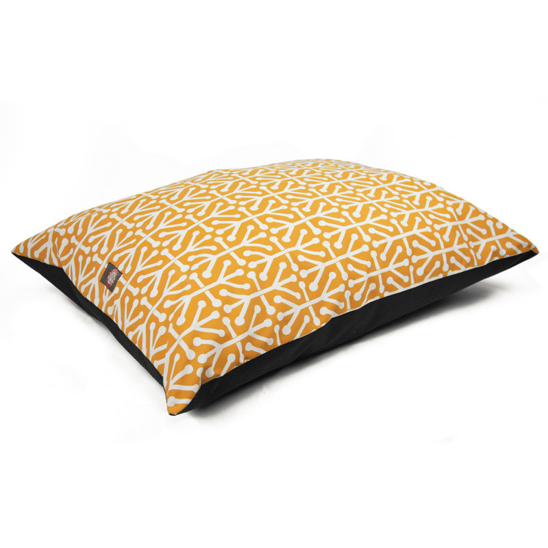 Aruba Geometric Polyester Pet Bed, Yellow, Medium (35" W x 28" D x 7" H