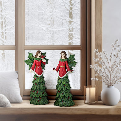 14" Resin Holly Angels