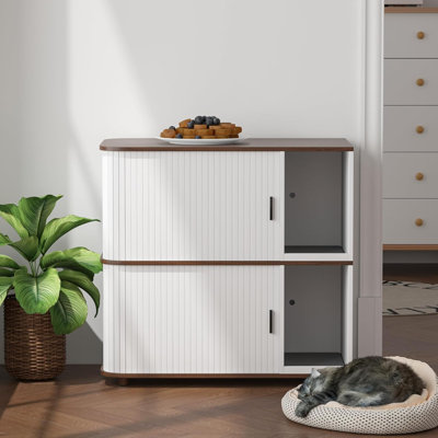 Enceinte double pour litière pour chat, meuble pour litière pour chat, meuble pour litière caché avec porte coulissante, maisonnette intérieure moderne, table de bout pour le salon