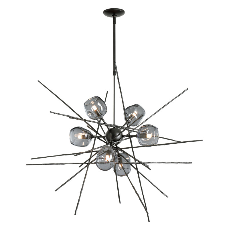 Griffin 6 - Light Chandelier, Cool Gray, 56.6" H x 39.2" W x 38.8" D, Black