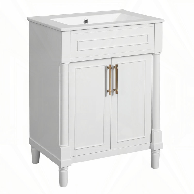 Meuble-lavabo 24 po avec lavabo en céramique, Blanc