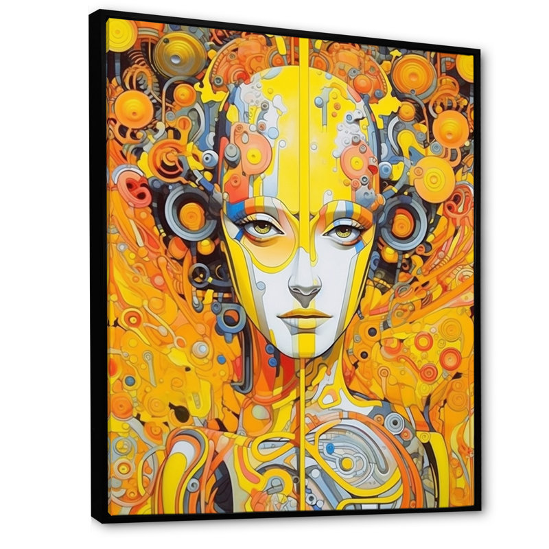 Illustration charmante de Robots charmants - Impression, H 20 po x l 12 po x P 1 po, Cadre flottant noir