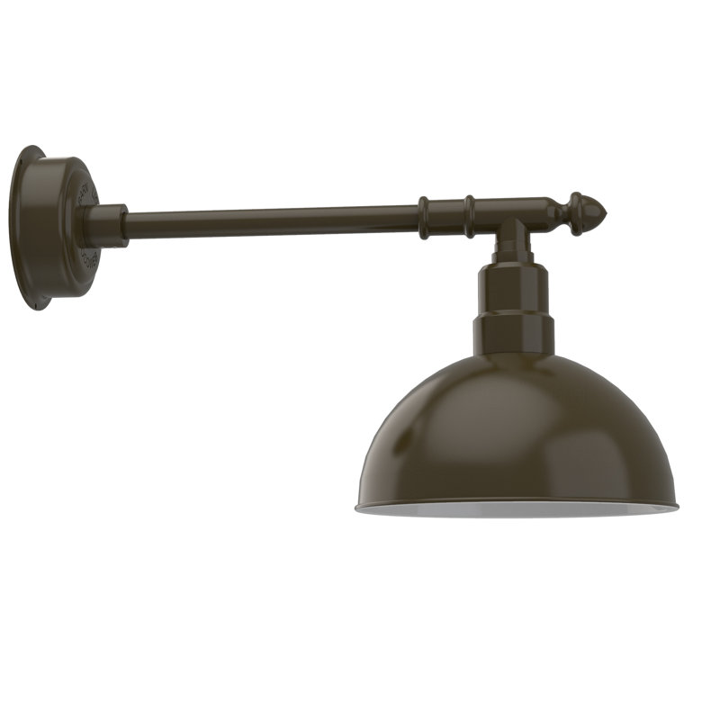 Luminaire de grange d’extérieur à del Antoinette, H 14 po x l 12 po x P 27 po, Bronze acajou