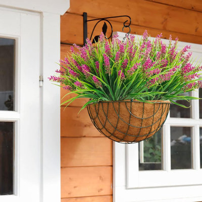 30Pcs Artificial Flowers for Outdoors Fake Lavender Flowers UV Resistant Faux Plants Monkey Grass for Garden Porch Fence Patio Window Box Decor