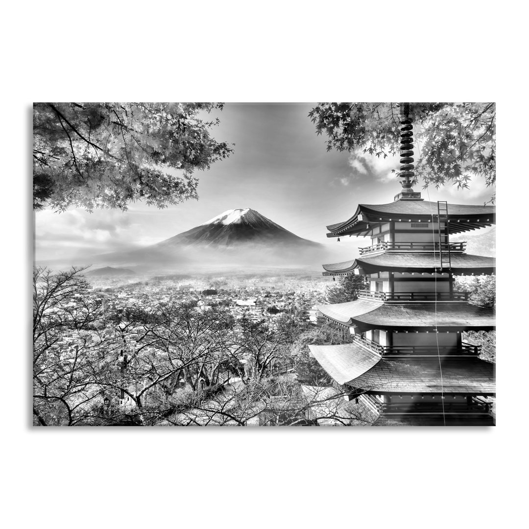 Glasbild Japanischer Tempel im Herbst