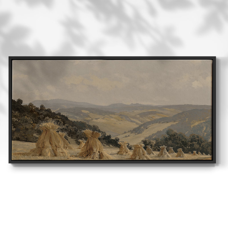 Série paysage - DCCDXLV- Toile tendue avec châssis tendue, prête à être accrochée, Noir, H 17 po x l 33 po