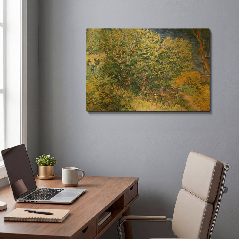«Lilac Bush» par Vincent Van Gogh, art mural en métal doré, 24 po x 16 po, 24 po x 16 po