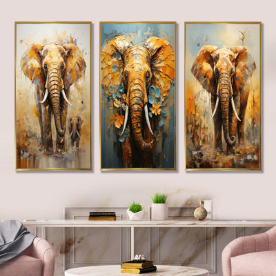 Elephant Symbolic Strength Dreams - Elephant Canvas Wall Art Set Of 4