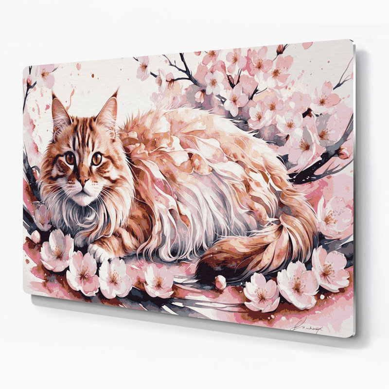 Art mural en métal «Cats Asian Semi longhair» beige, H 132 po x l 168 po x P 0,05 po